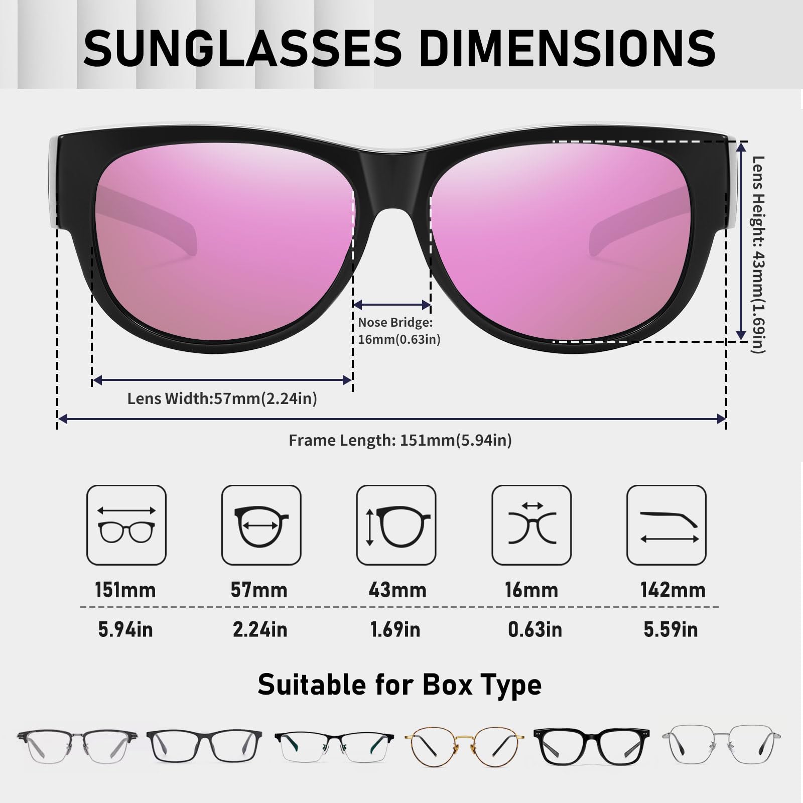 HAOLOTA Cat Eye Sunglasses Over Glasses Women SG0173