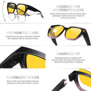 HAOLOTA Square Fit over Night Vision Driving Glasses NV0512