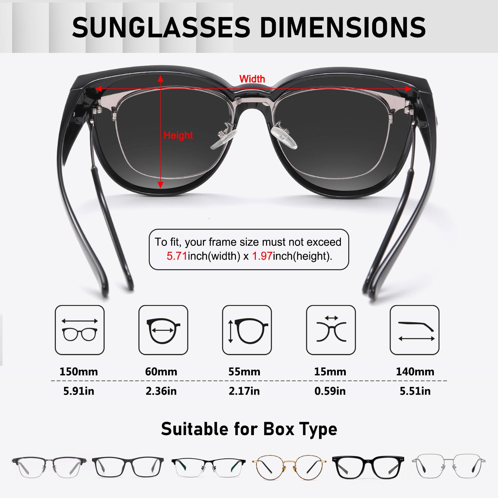 HAOLOTA Cat Eye Sunglasses Over Glasses Women SG0189