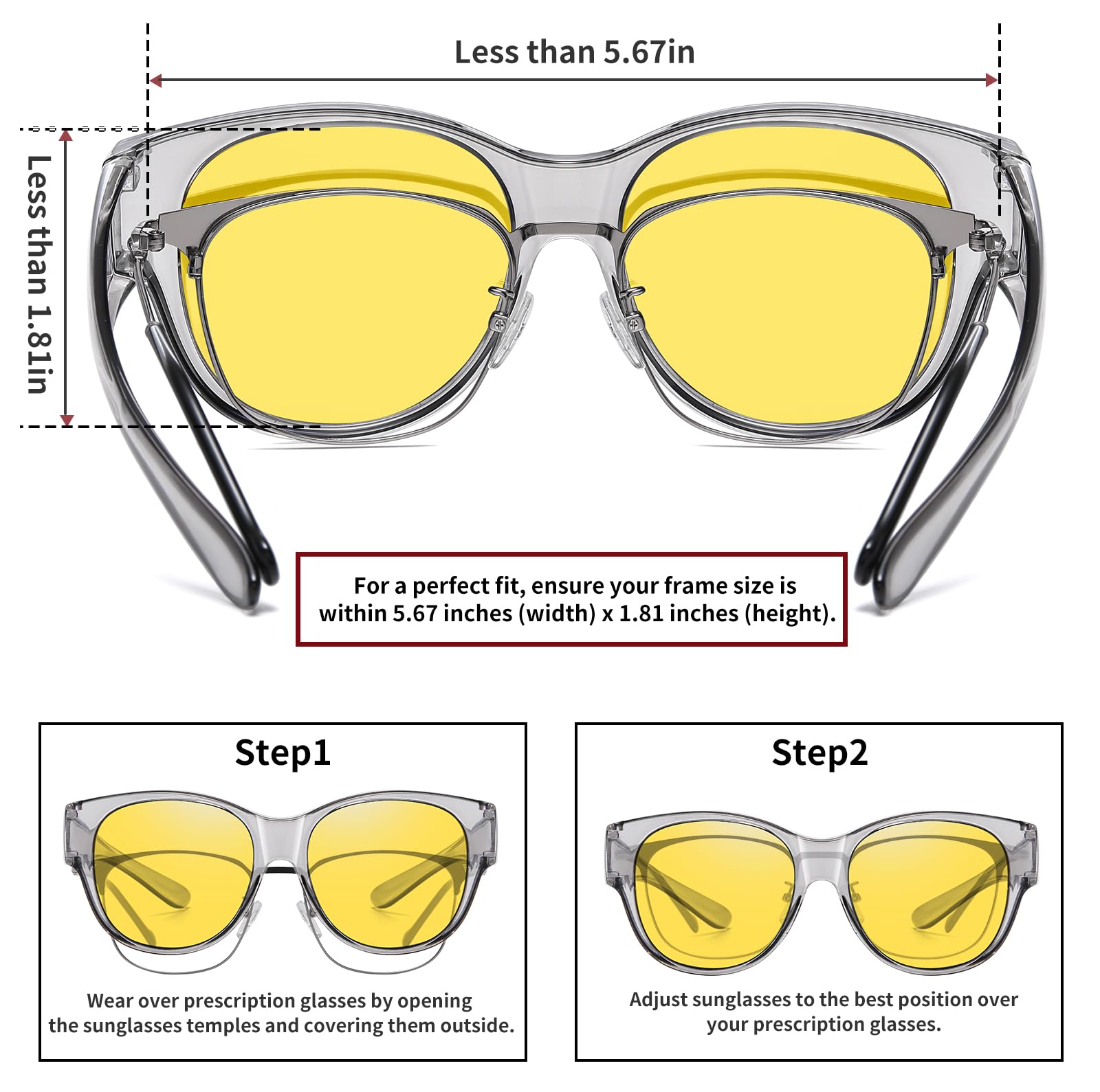 HAOLOTA Night Driving Glasses Over Glasses Women NV0179