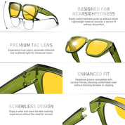 HAOLOTA Square Fit over Night Vision Driving Glasses NV0512
