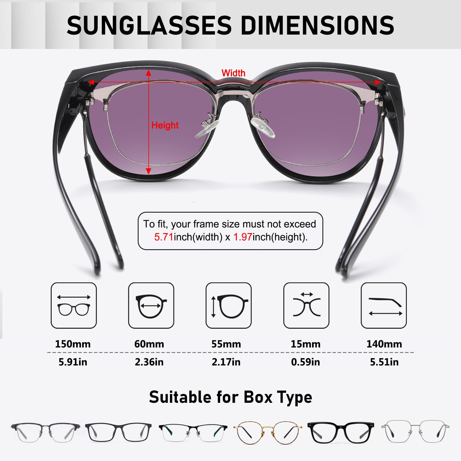 HAOLOTA Cat Eye Sunglasses Over Glasses Women SG0189