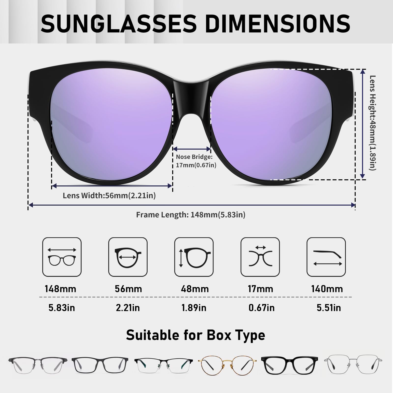 HAOLOTA Cat Eye Sunglasses Over Glasses SG0179