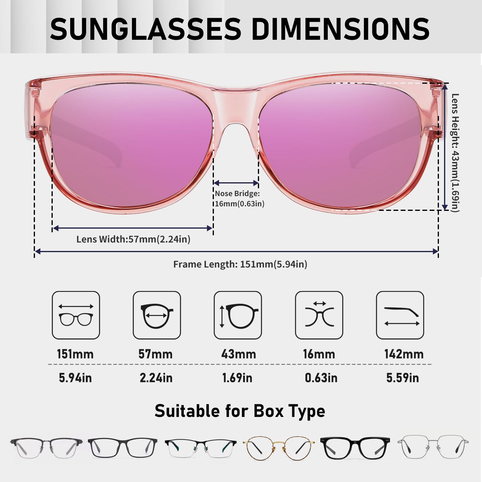 HAOLOTA Cat Eye Sunglasses Over Glasses Women SG0173
