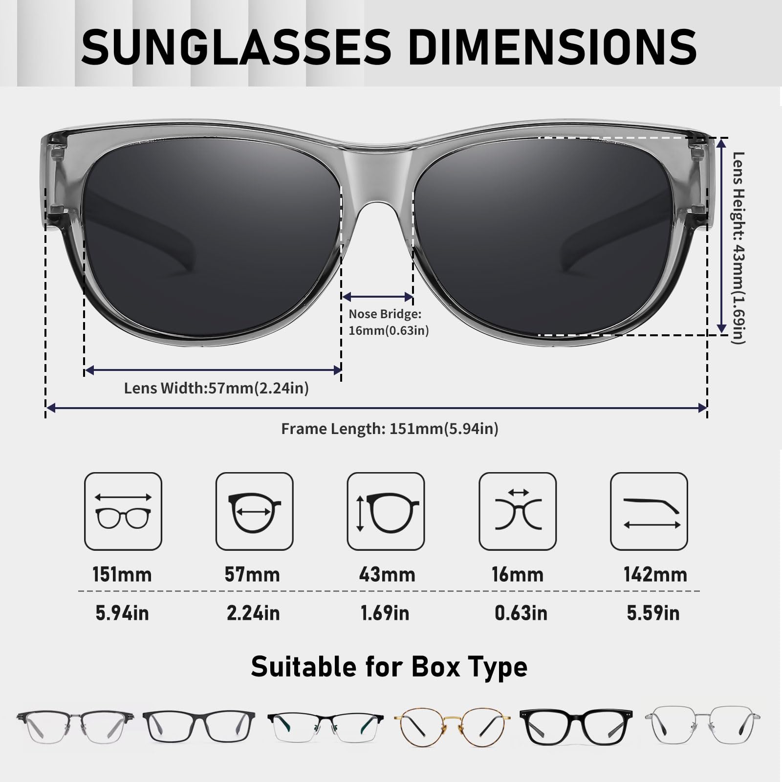 HAOLOTA Cat Eye Sunglasses Over Glasses Women SG0173
