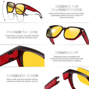 HAOLOTA Square Fit over Night Vision Driving Glasses NV0512