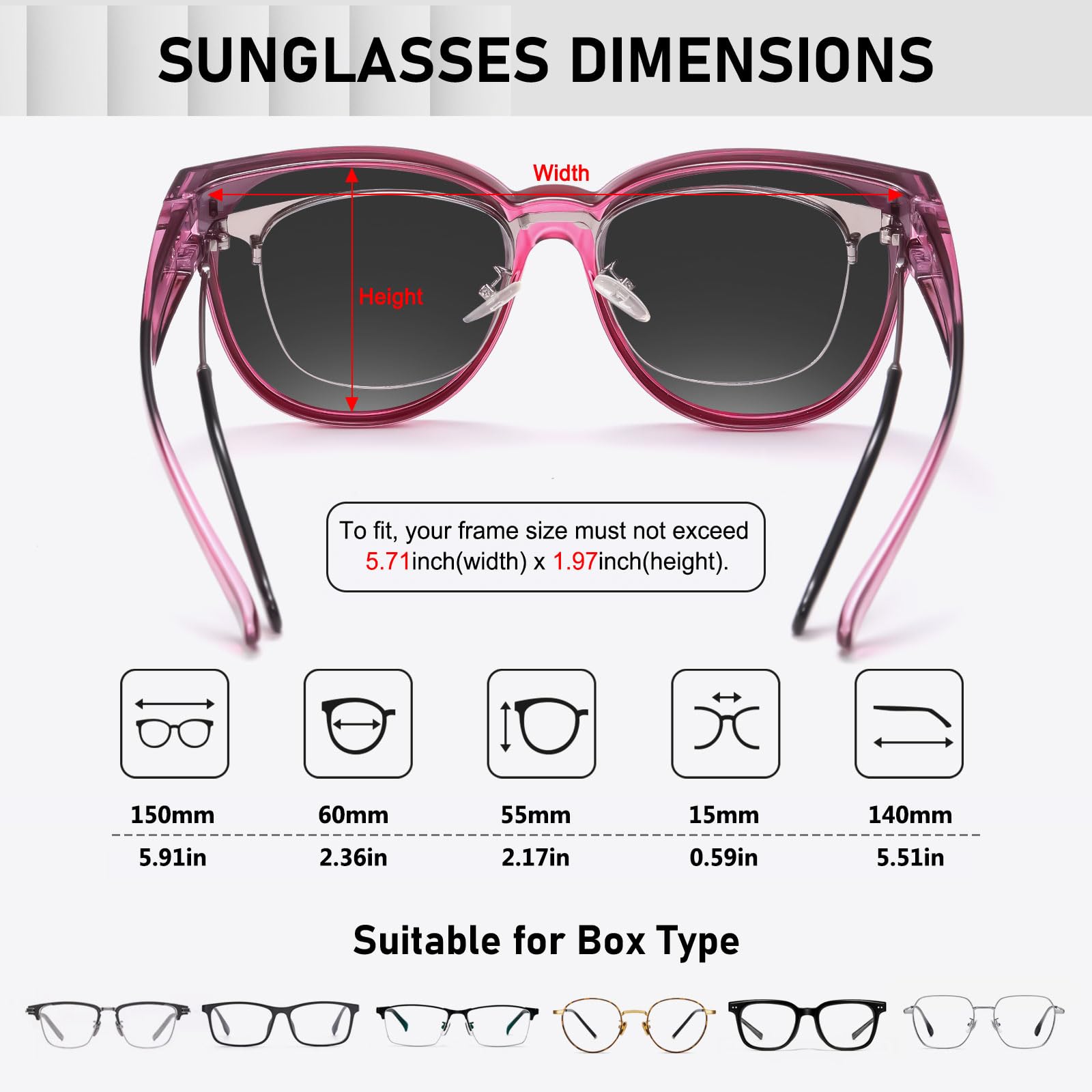HAOLOTA Cat Eye Sunglasses Over Glasses Women SG0189