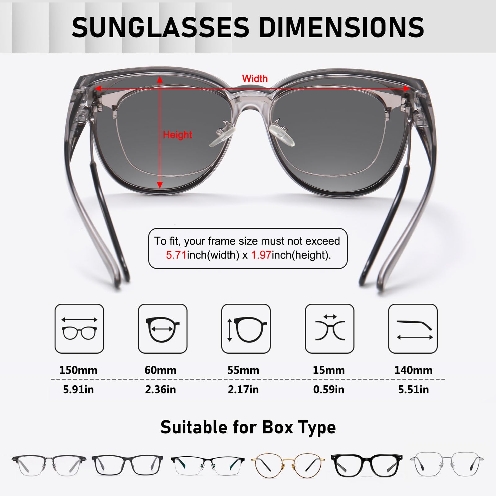 HAOLOTA Cat Eye Sunglasses Over Glasses Women SG0189
