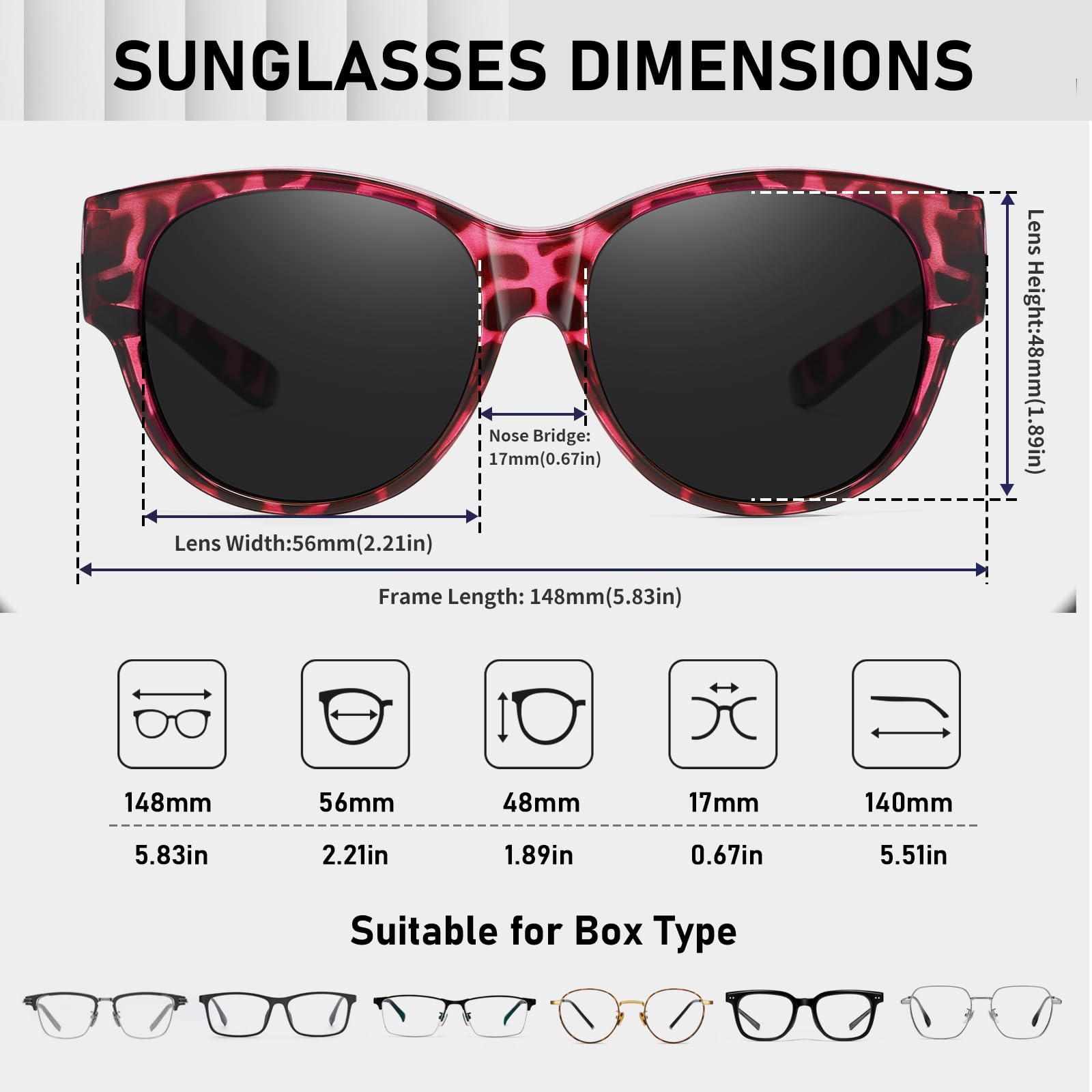 HAOLOTA Cat Eye Sunglasses Over Glasses SG0179