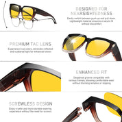 HAOLOTA Square Fit over Night Vision Driving Glasses NV0512