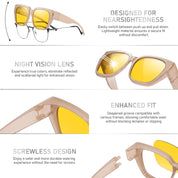 HAOLOTA Square Fit over Night Vision Driving Glasses NV0512