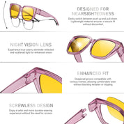 HAOLOTA Square Fit over Night Vision Driving Glasses NV0512