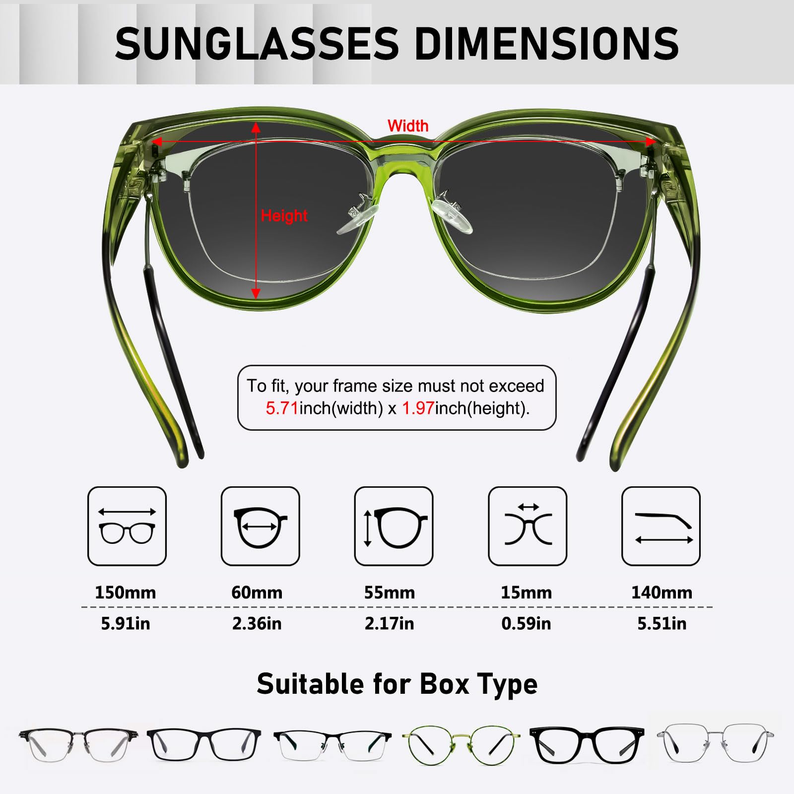 HAOLOTA Cat Eye Sunglasses Over Glasses Women SG0189