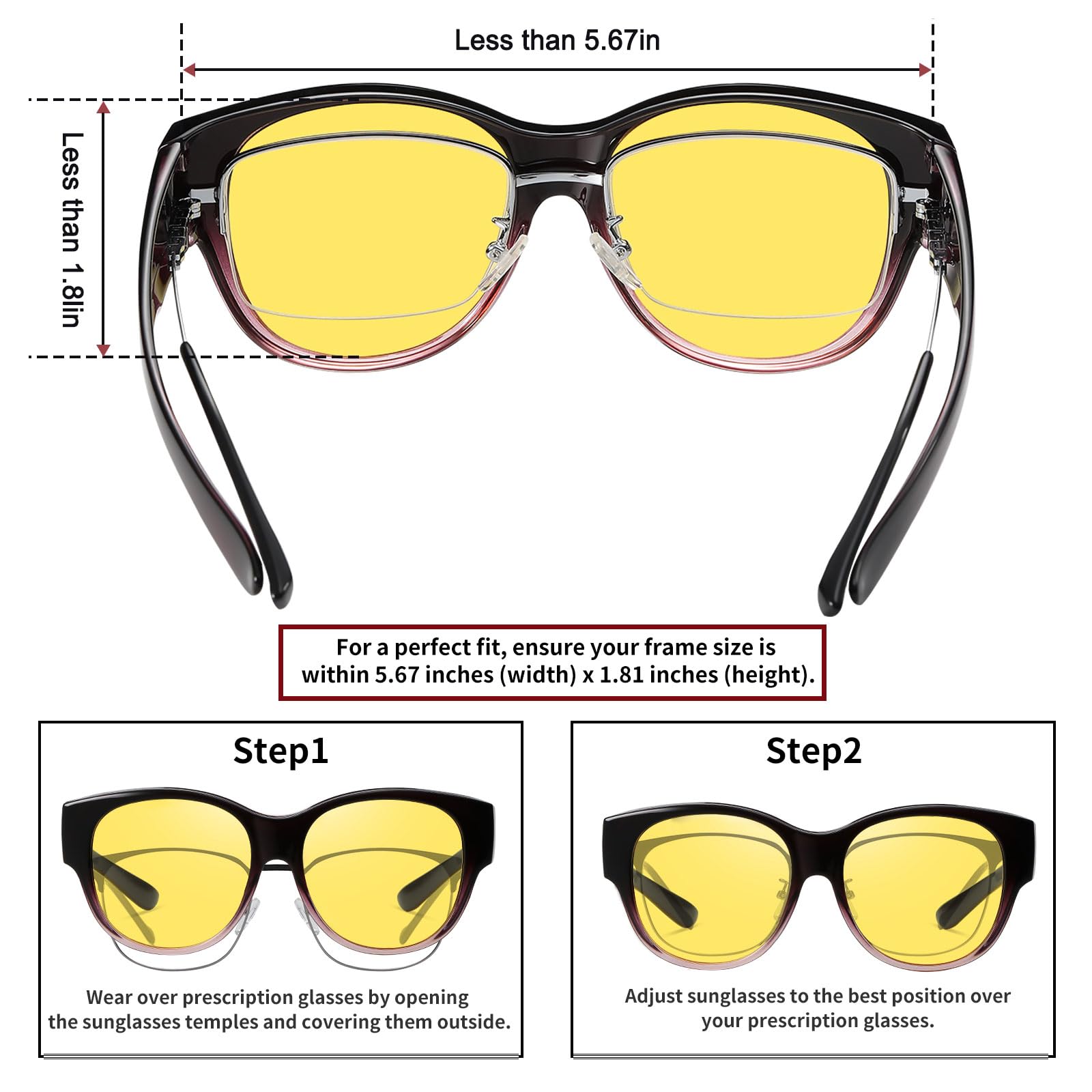 HAOLOTA Night Driving Glasses Over Glasses Women NV0179