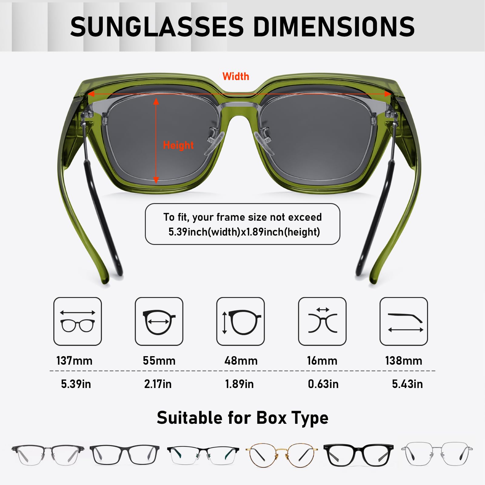 HAOLOTA Square Shapes Fit-Over Sunglasses SG0512