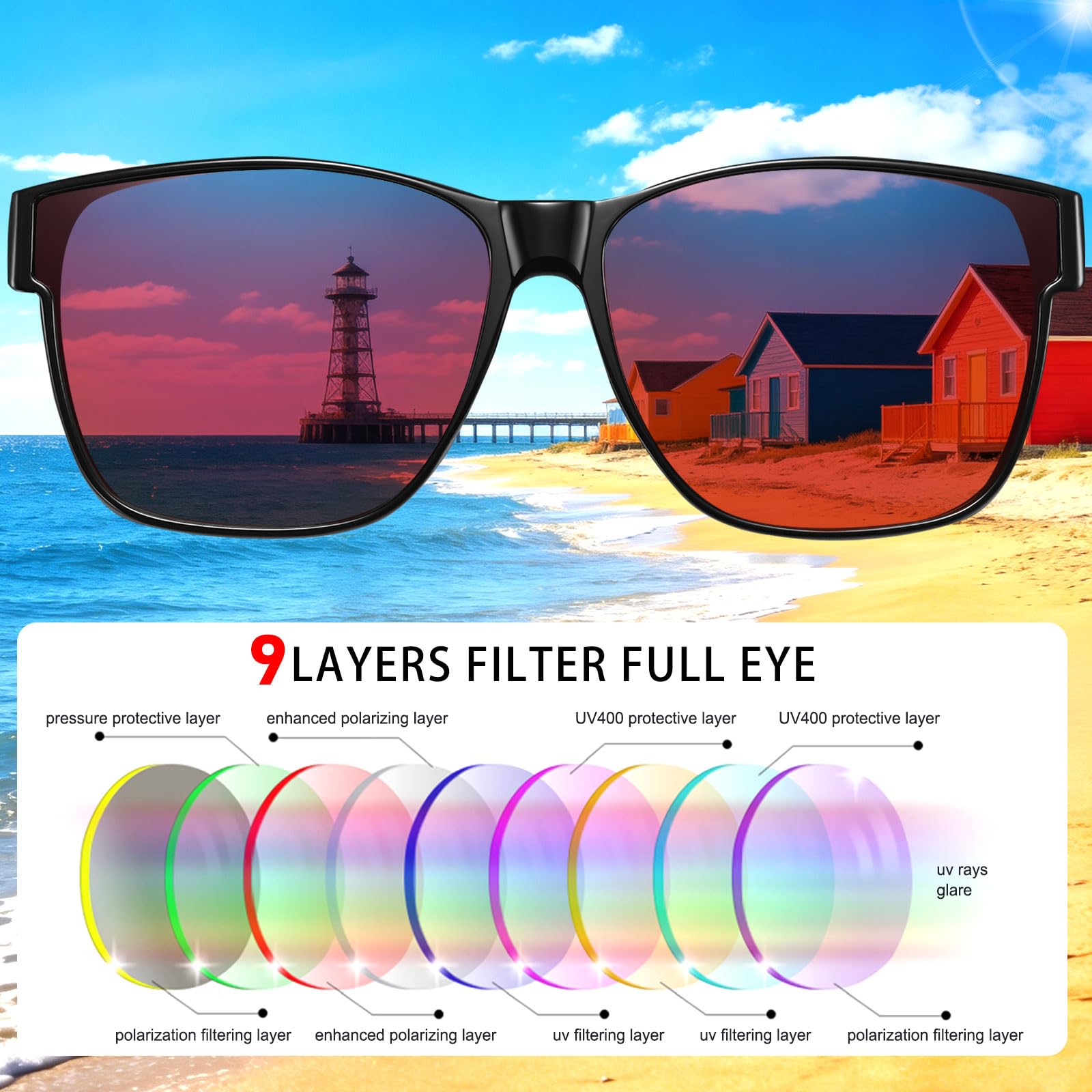 HAOLOTA Square Shades Fit-Over Sunglasses Men SG0174M