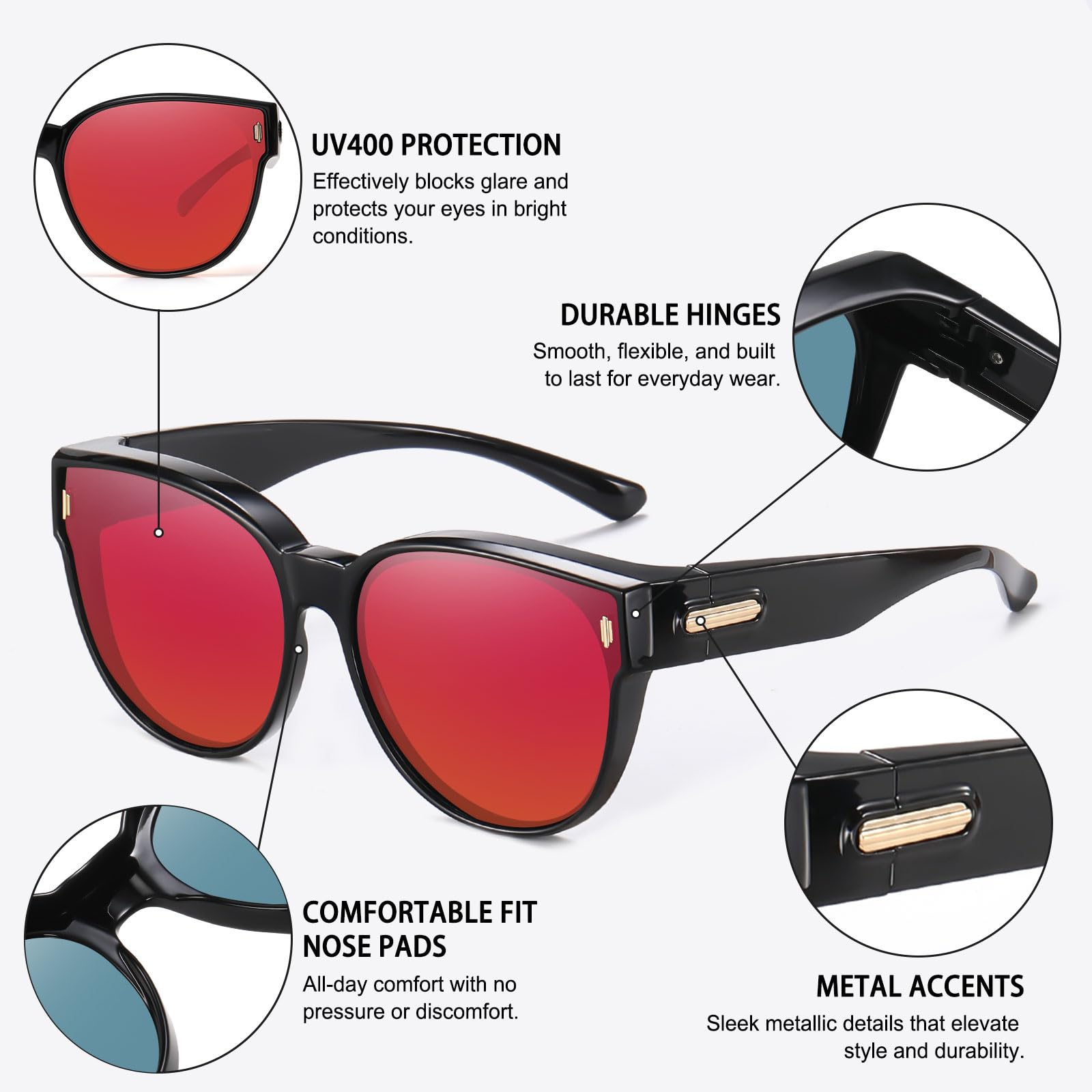 HAOLOTA Cat Eye Sunglasses Over Glasses Women SG0189