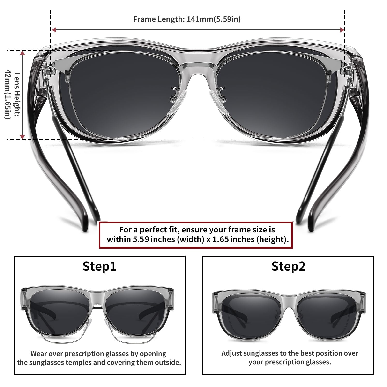 HAOLOTA Cat Eye Sunglasses Over Glasses Women SG0173