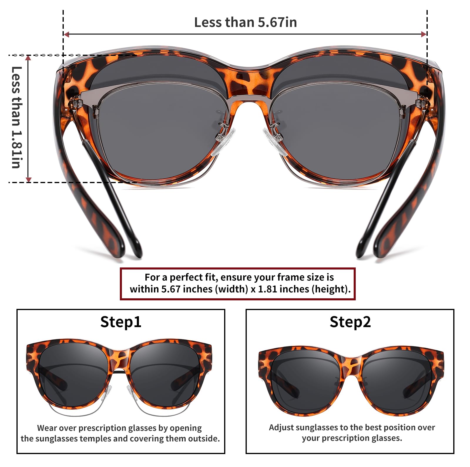 HAOLOTA Cat Eye Sunglasses Over Glasses SG0179