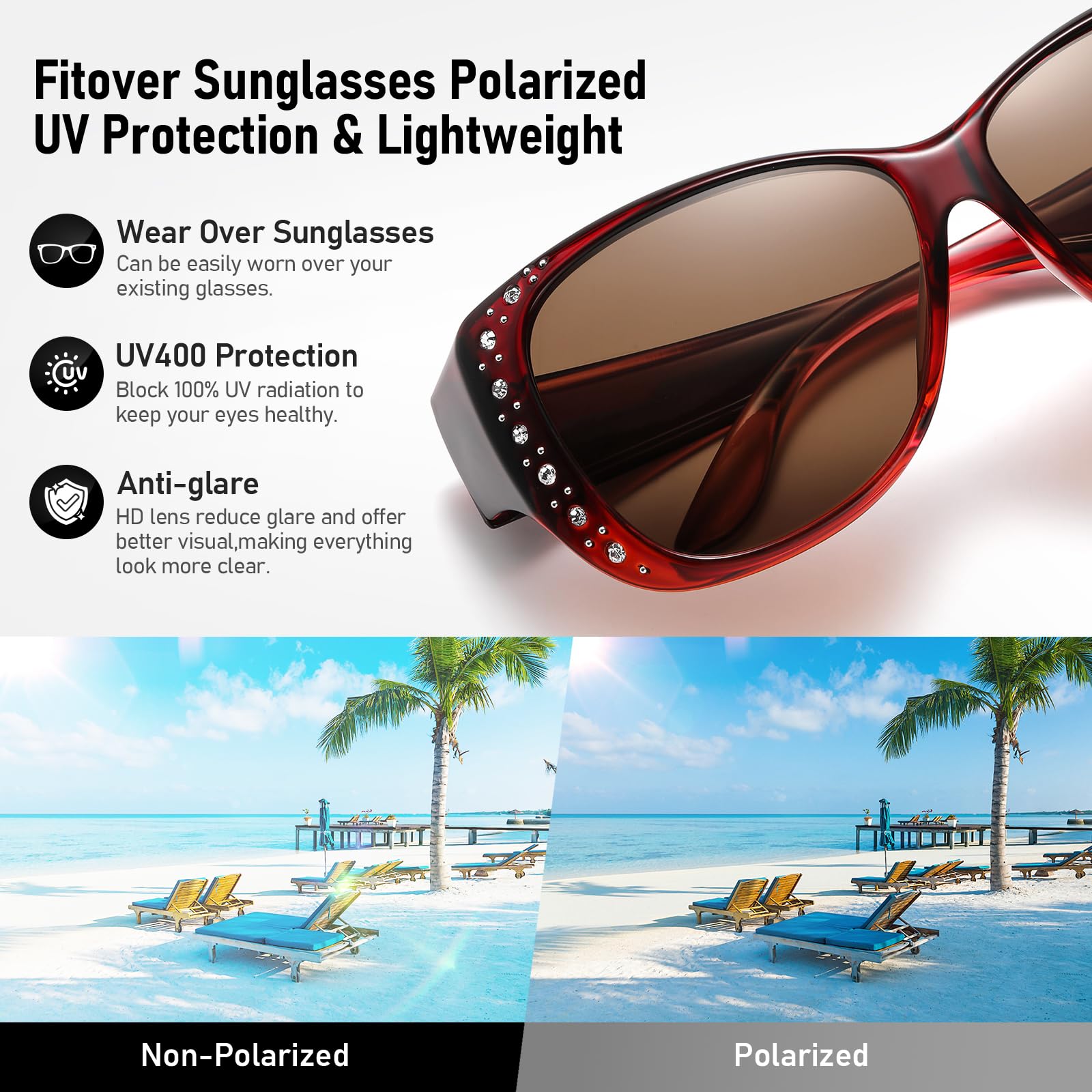 HAOLOTA Rhinestone Fit Over Sunglasses Women SG0107
