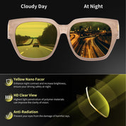 HAOLOTA Square Fit over Night Vision Driving Glasses NV0512