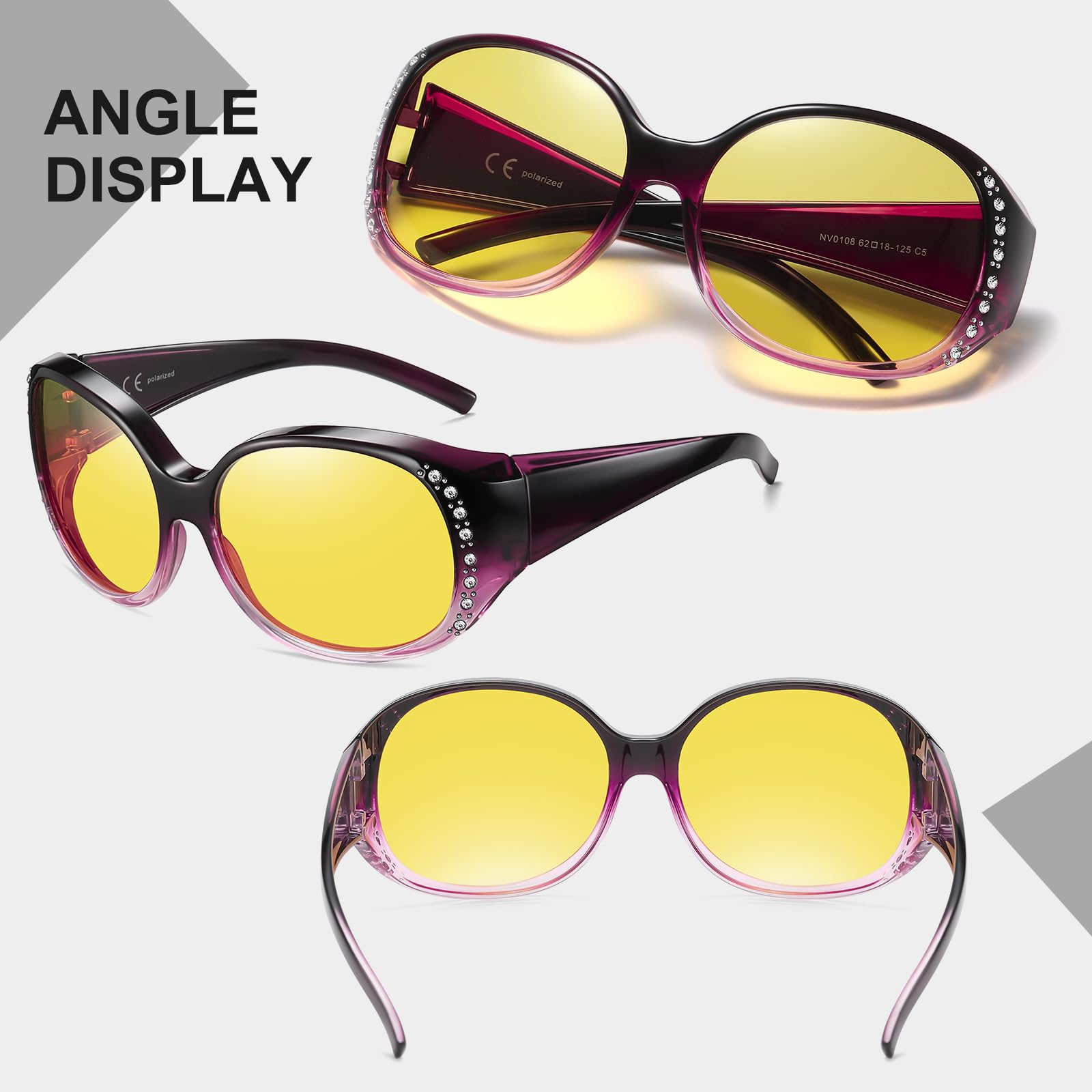 HAOLOTA Rhinestone Night Driving Over Glasses Women NV0108