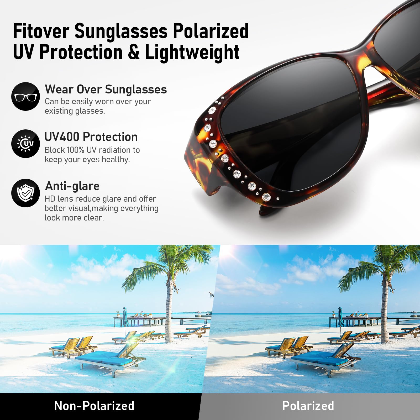 HAOLOTA Rhinestone Fit Over Sunglasses Women SG0107