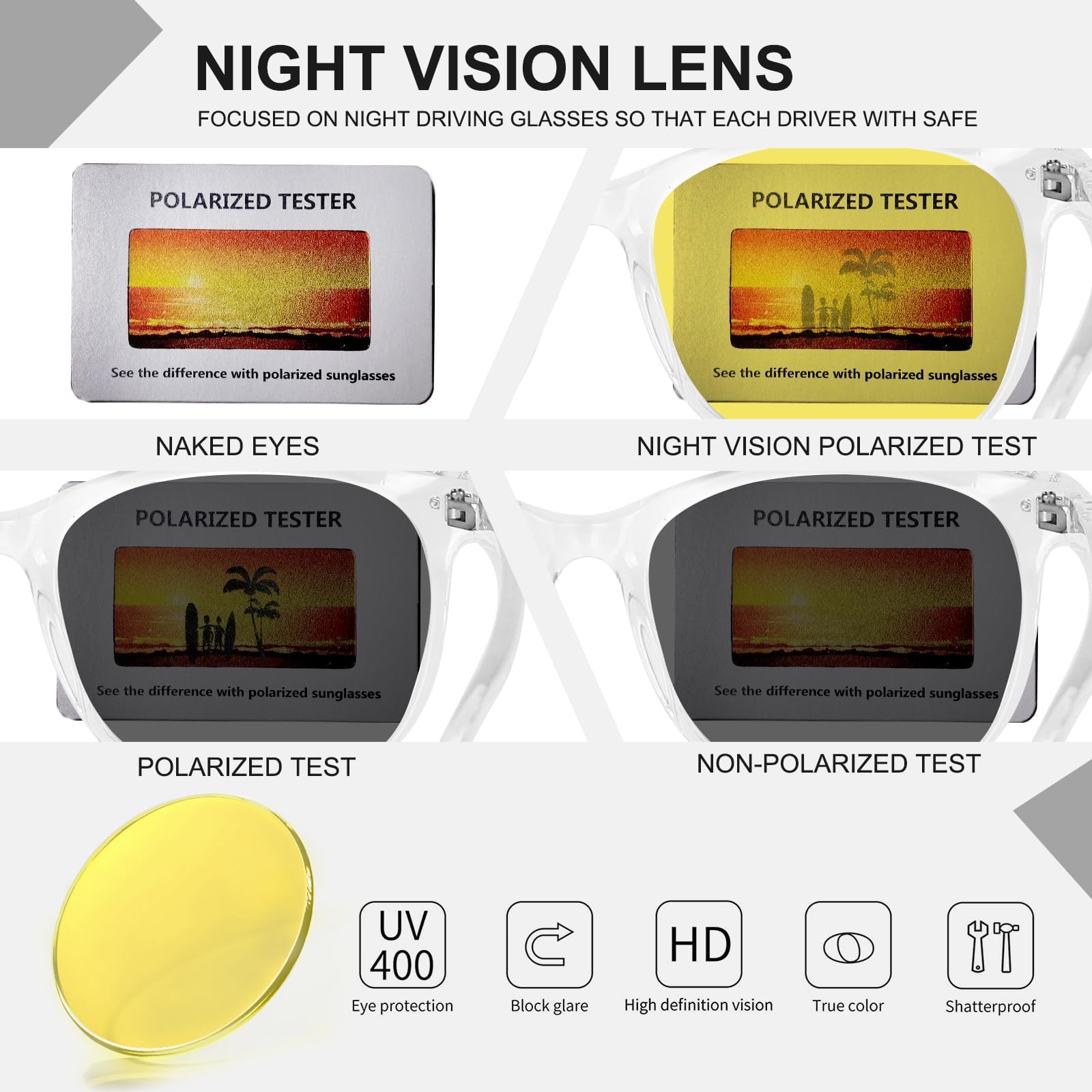 HAOLOTA Anti Glare Night Driving Glasses Women NV8081