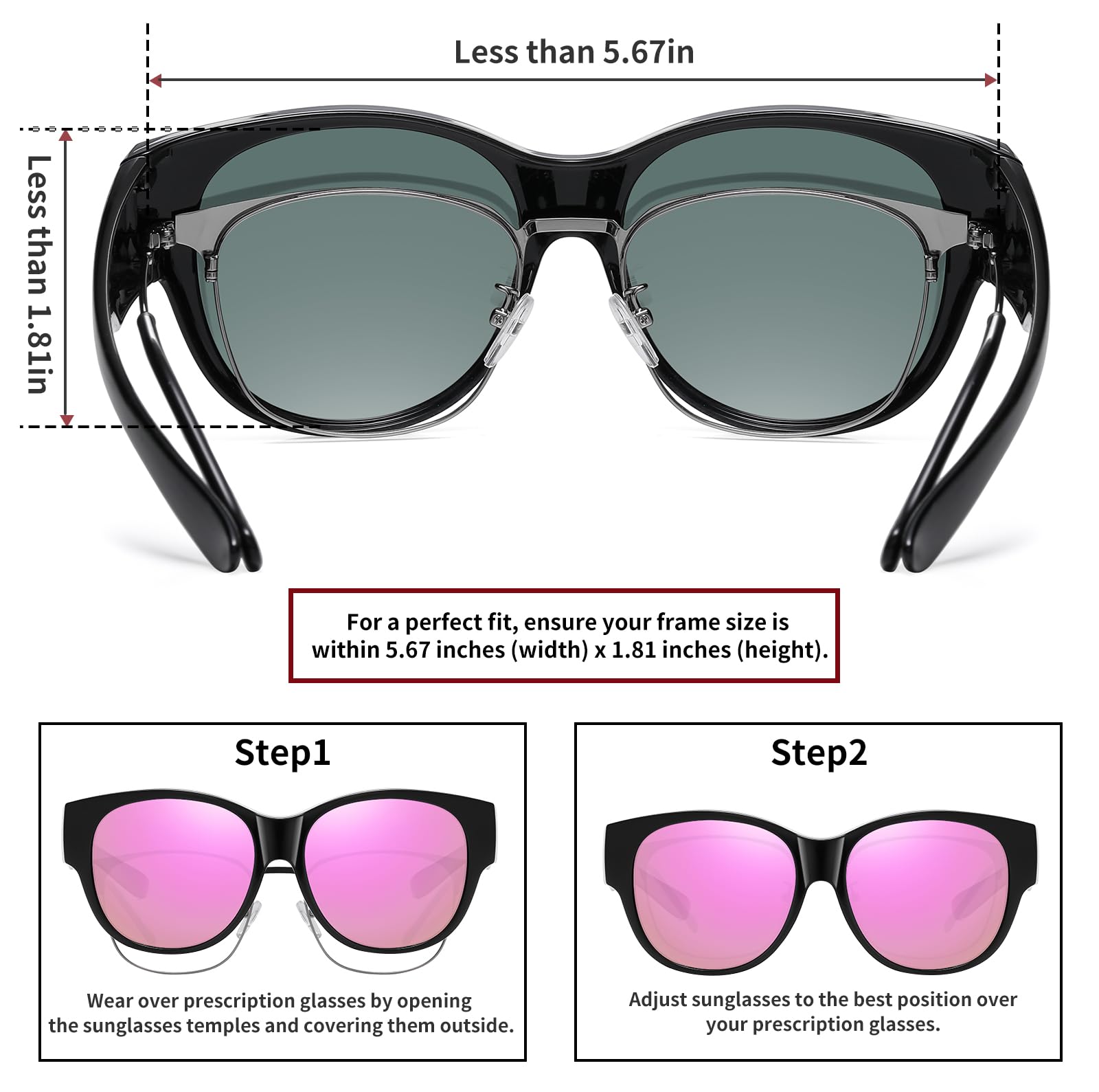 HAOLOTA Cat Eye Sunglasses Over Glasses SG0179