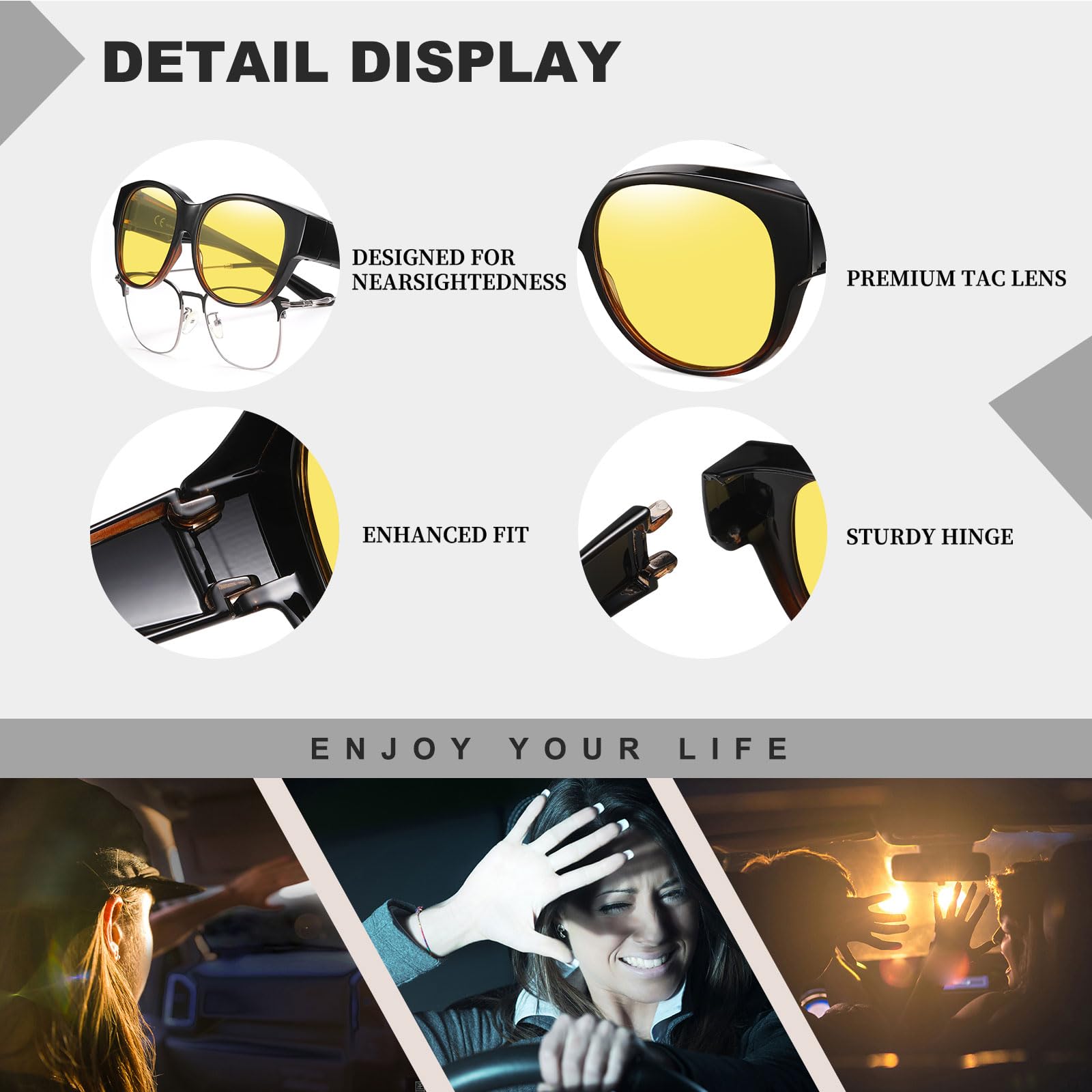 HAOLOTA Night Driving Glasses Over Glasses Women NV0179