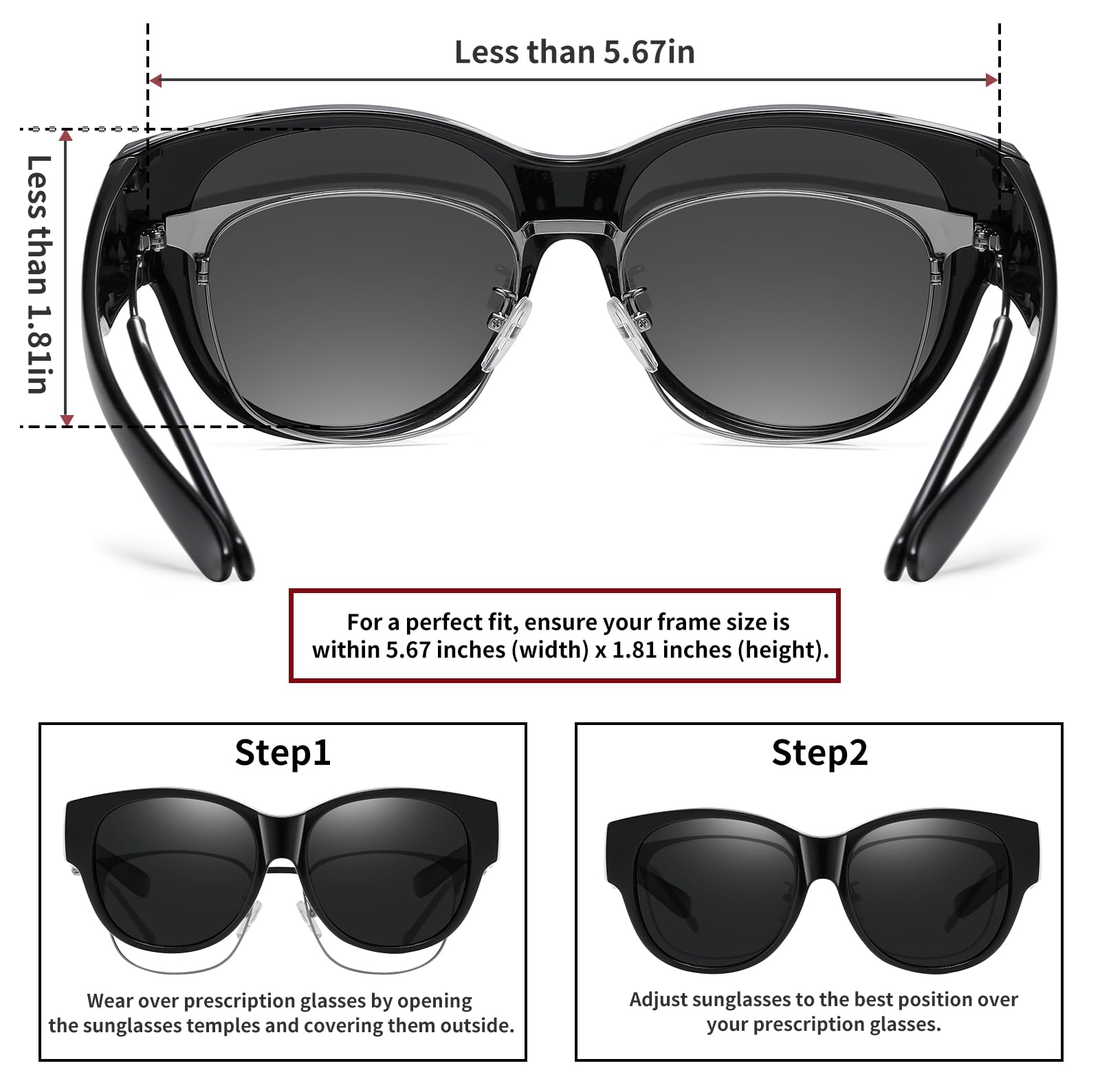 HAOLOTA Cat Eye Sunglasses Over Glasses SG0179