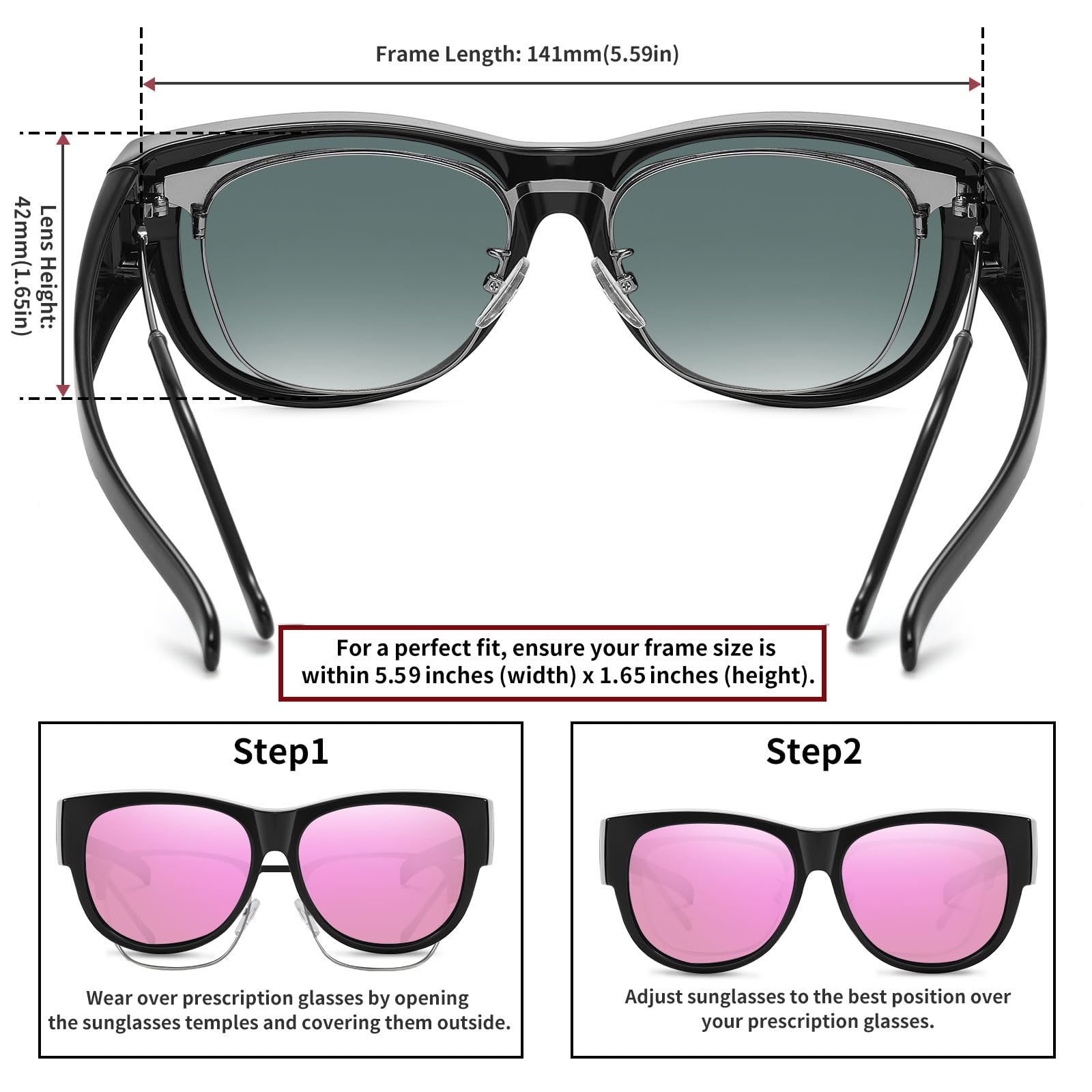 HAOLOTA Cat Eye Sunglasses Over Glasses Women SG0173
