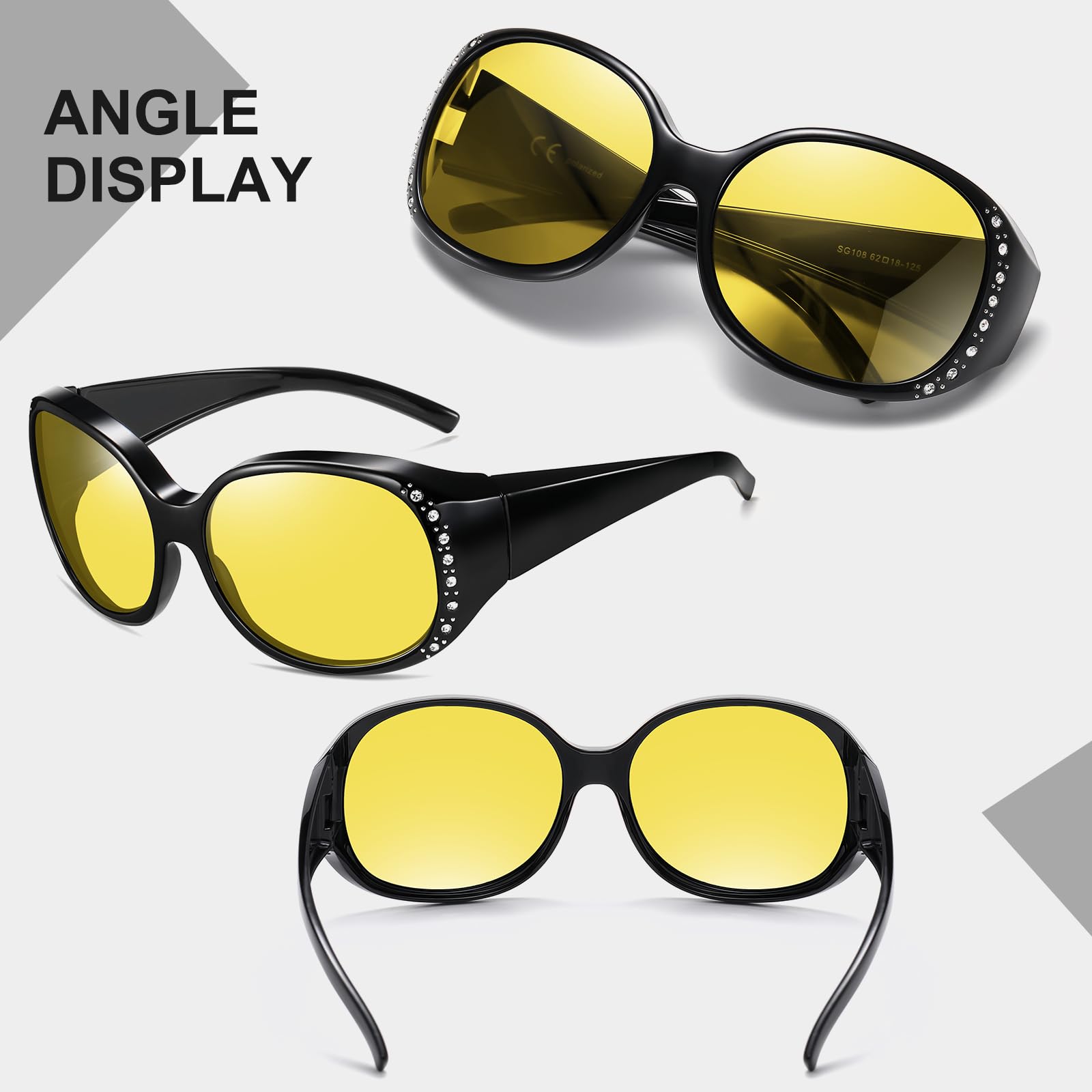HAOLOTA Rhinestone Night Driving Over Glasses Women NV0108