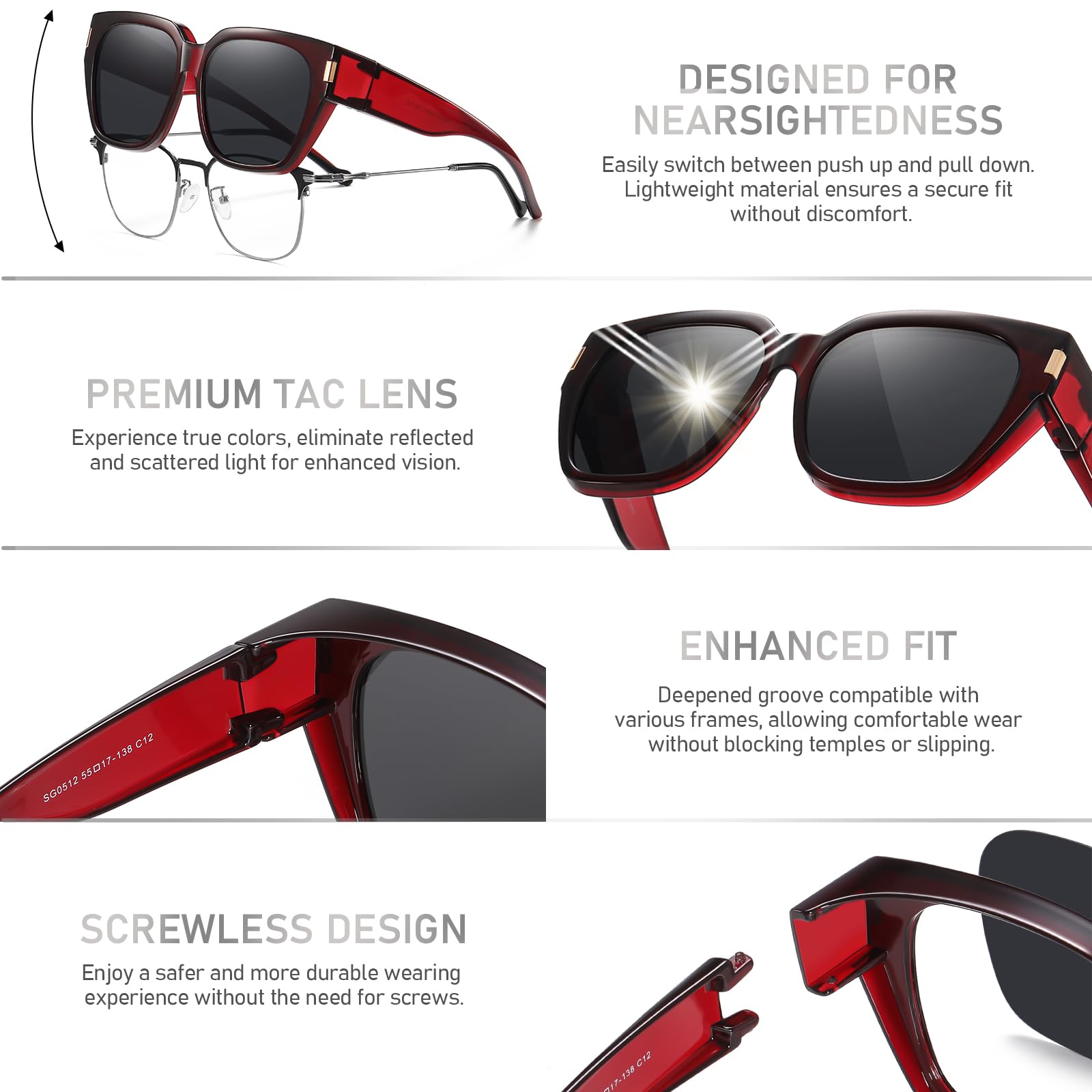 HAOLOTA Square Shapes Fit-Over Sunglasses SG0512