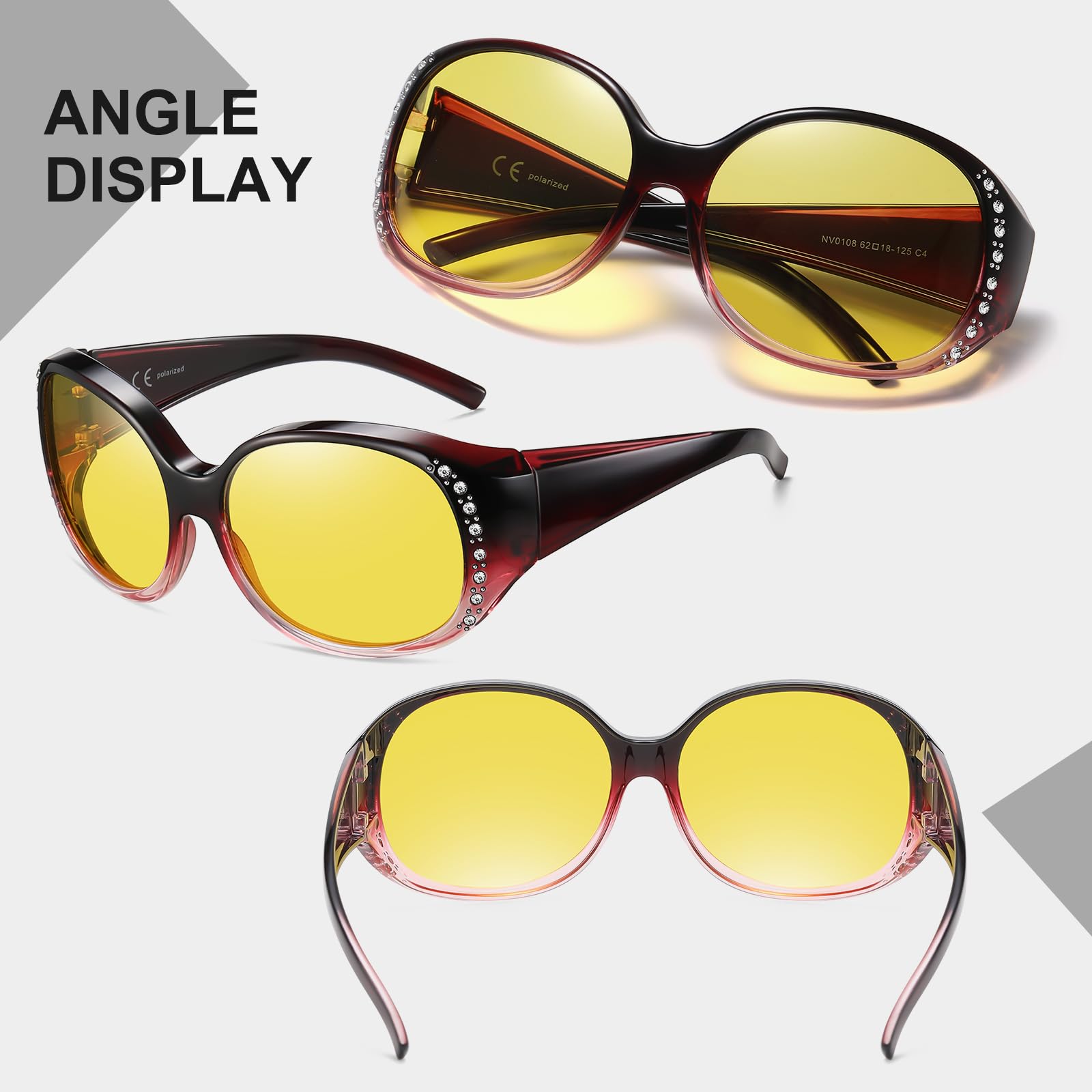 HAOLOTA Rhinestone Night Driving Over Glasses Women NV0108