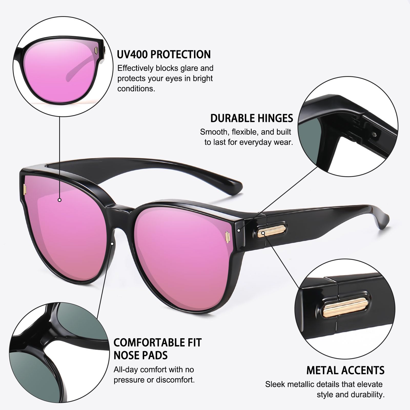 HAOLOTA Cat Eye Sunglasses Over Glasses Women SG0189