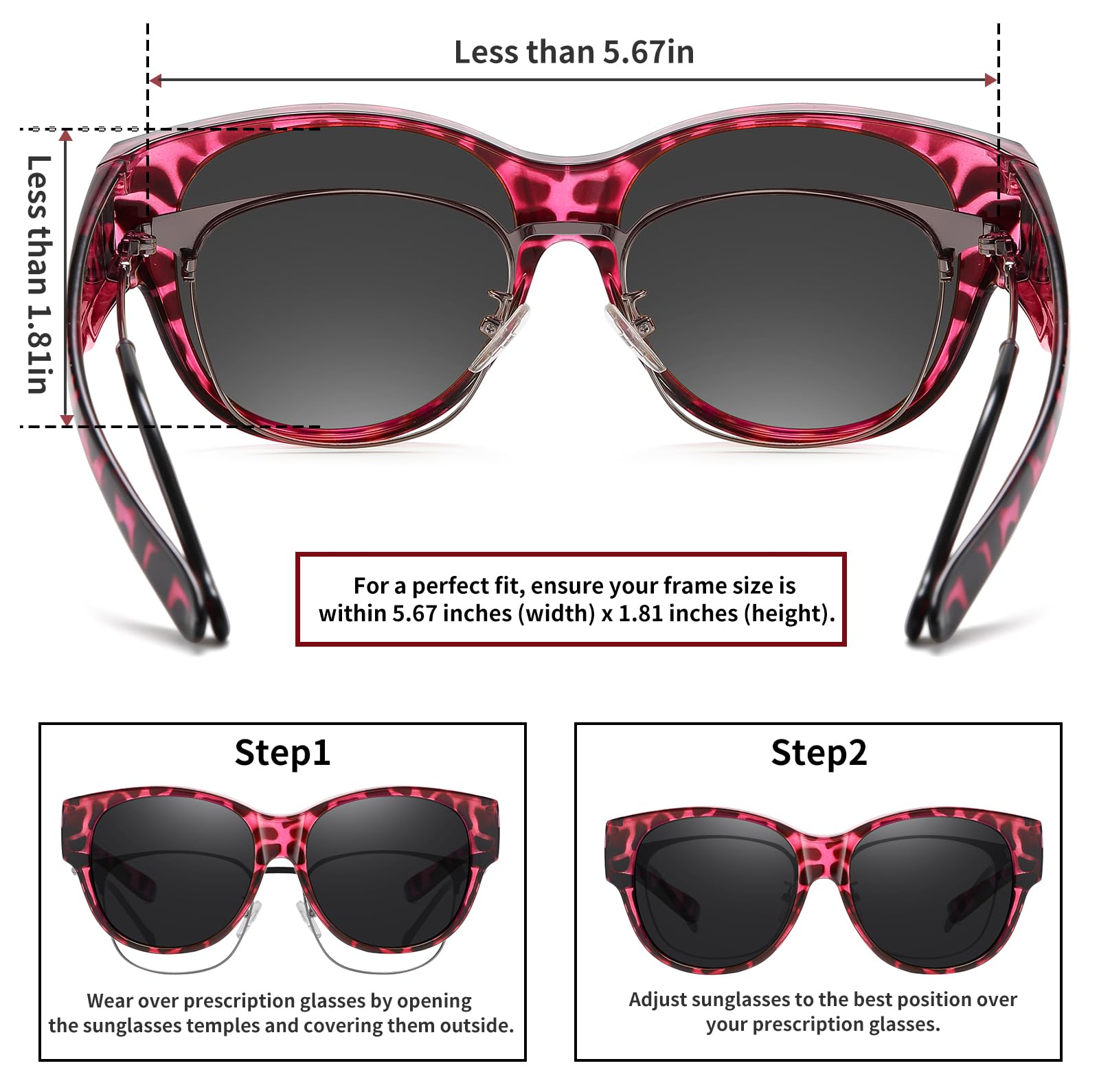 HAOLOTA Cat Eye Sunglasses Over Glasses SG0179