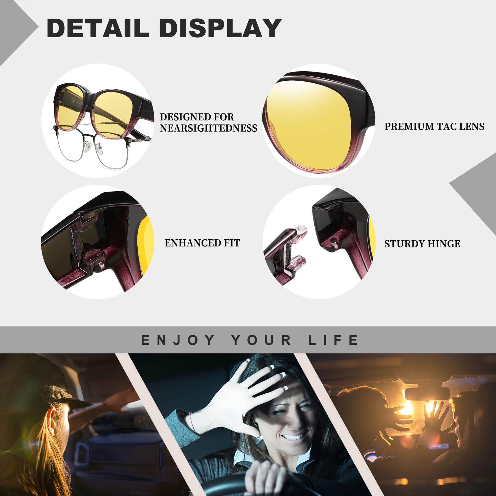HAOLOTA Night Driving Glasses Over Glasses Women NV0179