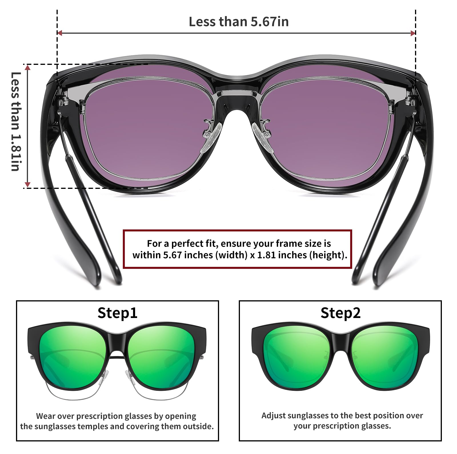 HAOLOTA Cat Eye Sunglasses Over Glasses SG0179