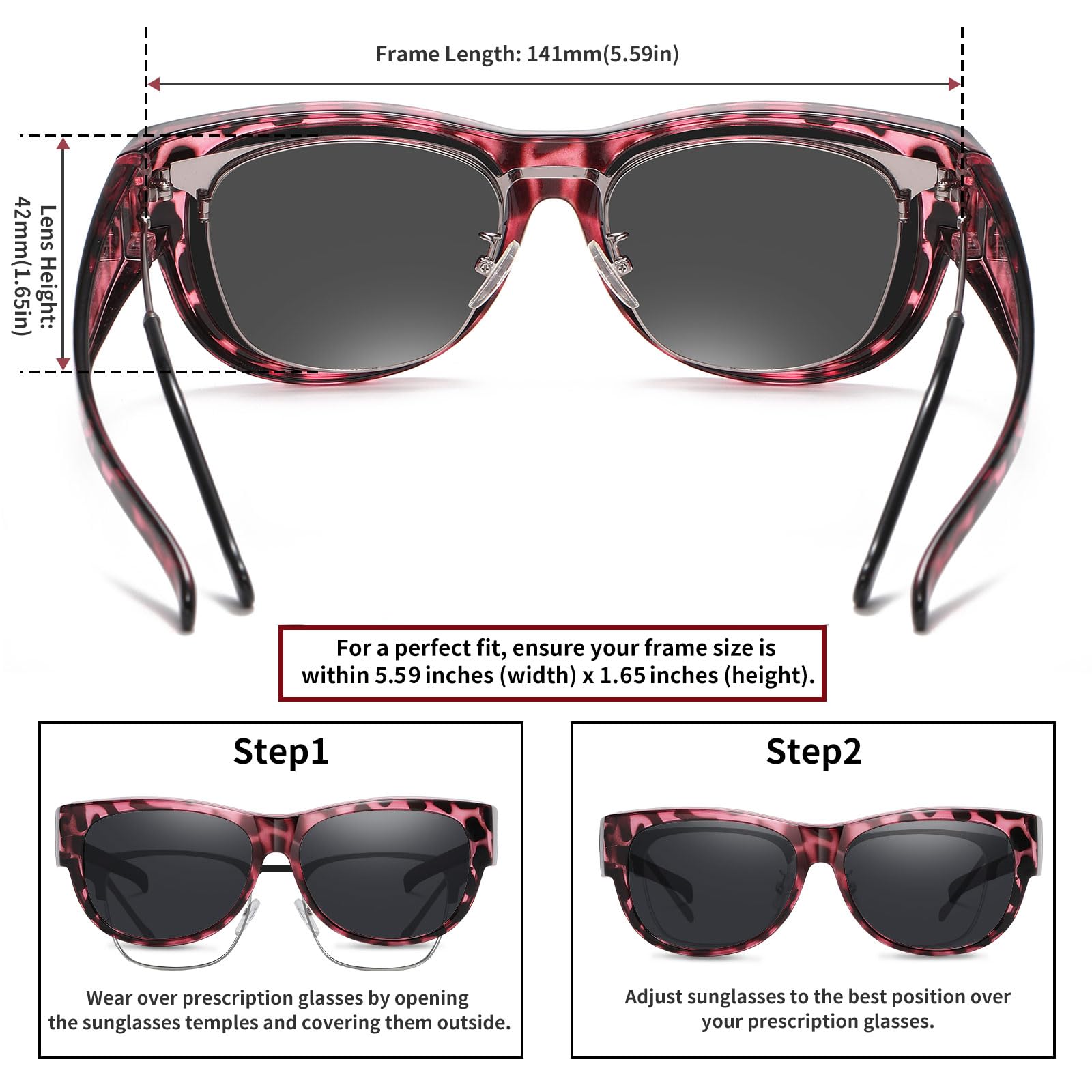 HAOLOTA Cat Eye Sunglasses Over Glasses Women SG0173