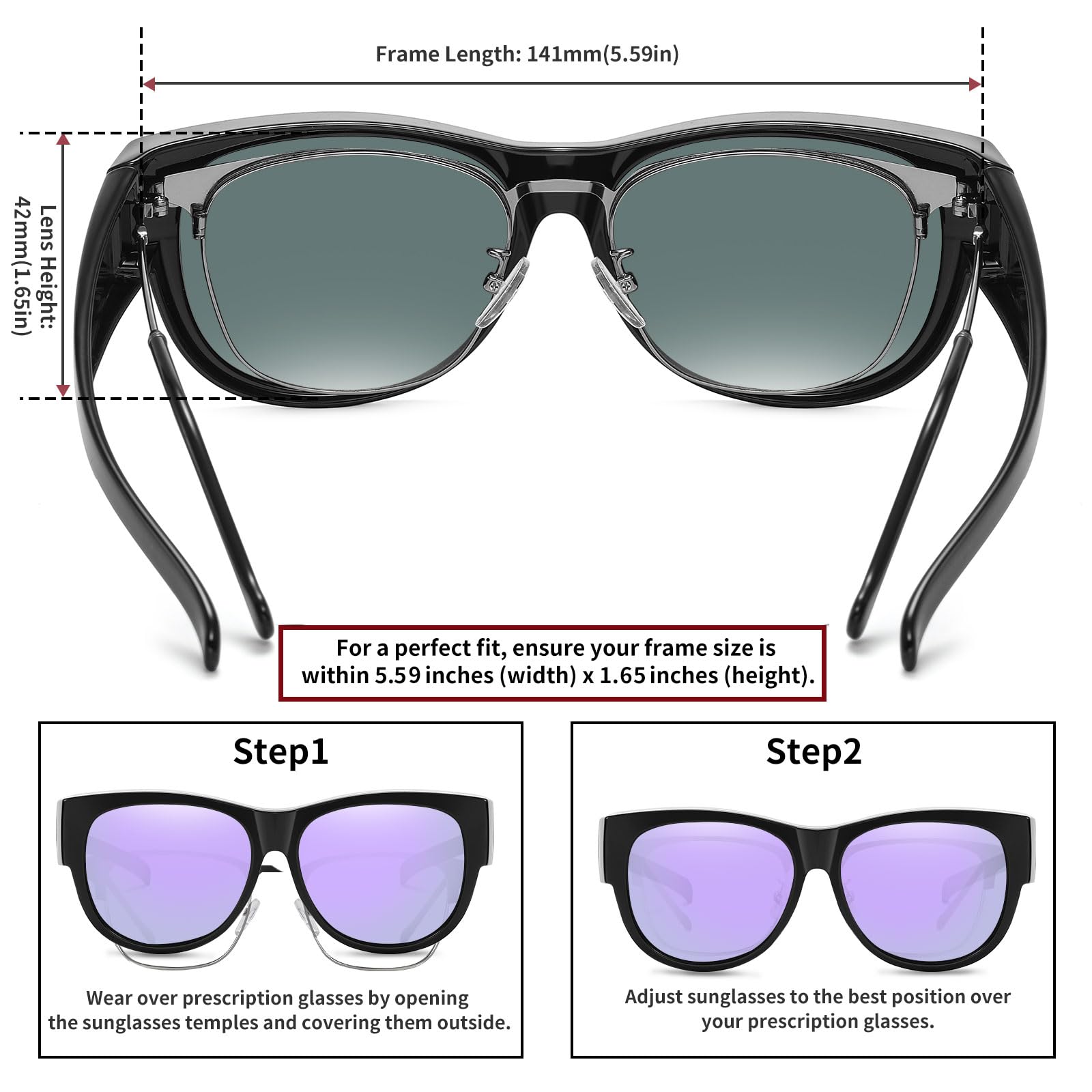 HAOLOTA Cat Eye Sunglasses Over Glasses Women SG0173