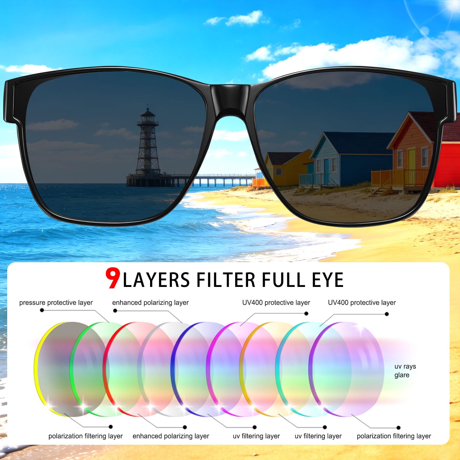 HAOLOTA Square Shades Fit-Over Sunglasses Men SG0174M