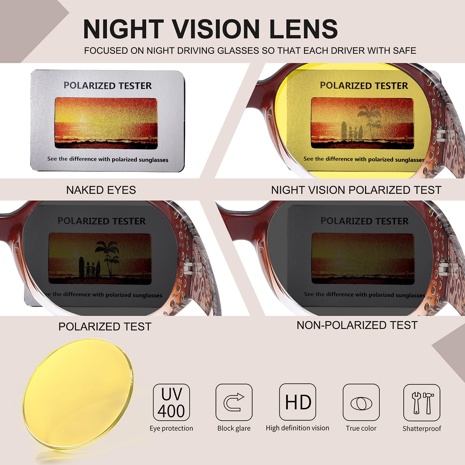 HAOLOTA Rhinestone Night Driving Glasses Women NV0008