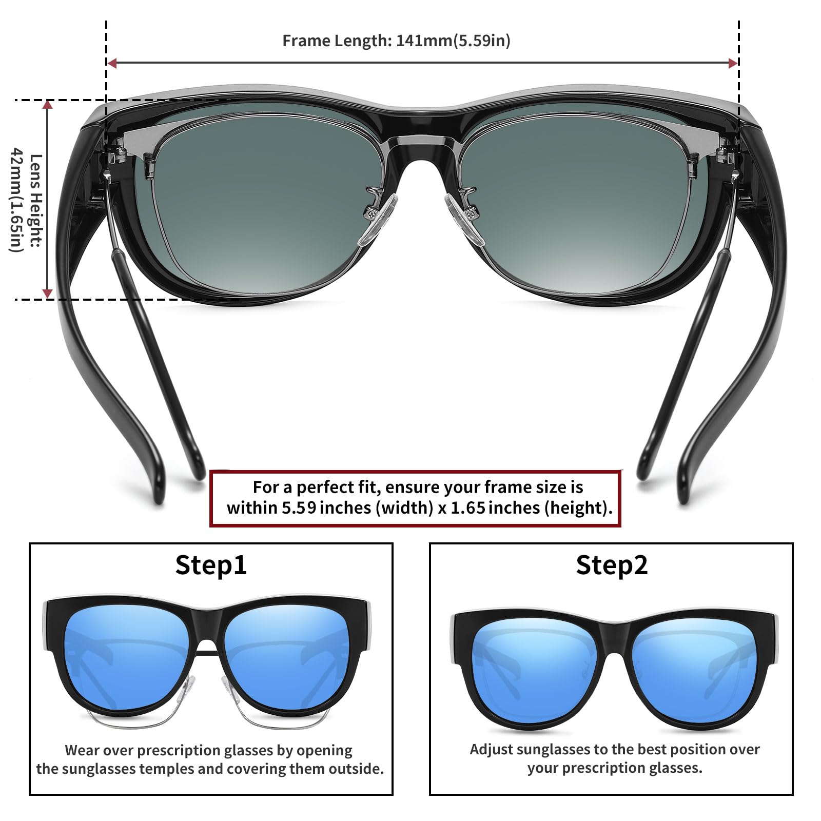 HAOLOTA Cat Eye Sunglasses Over Glasses Women SG0173