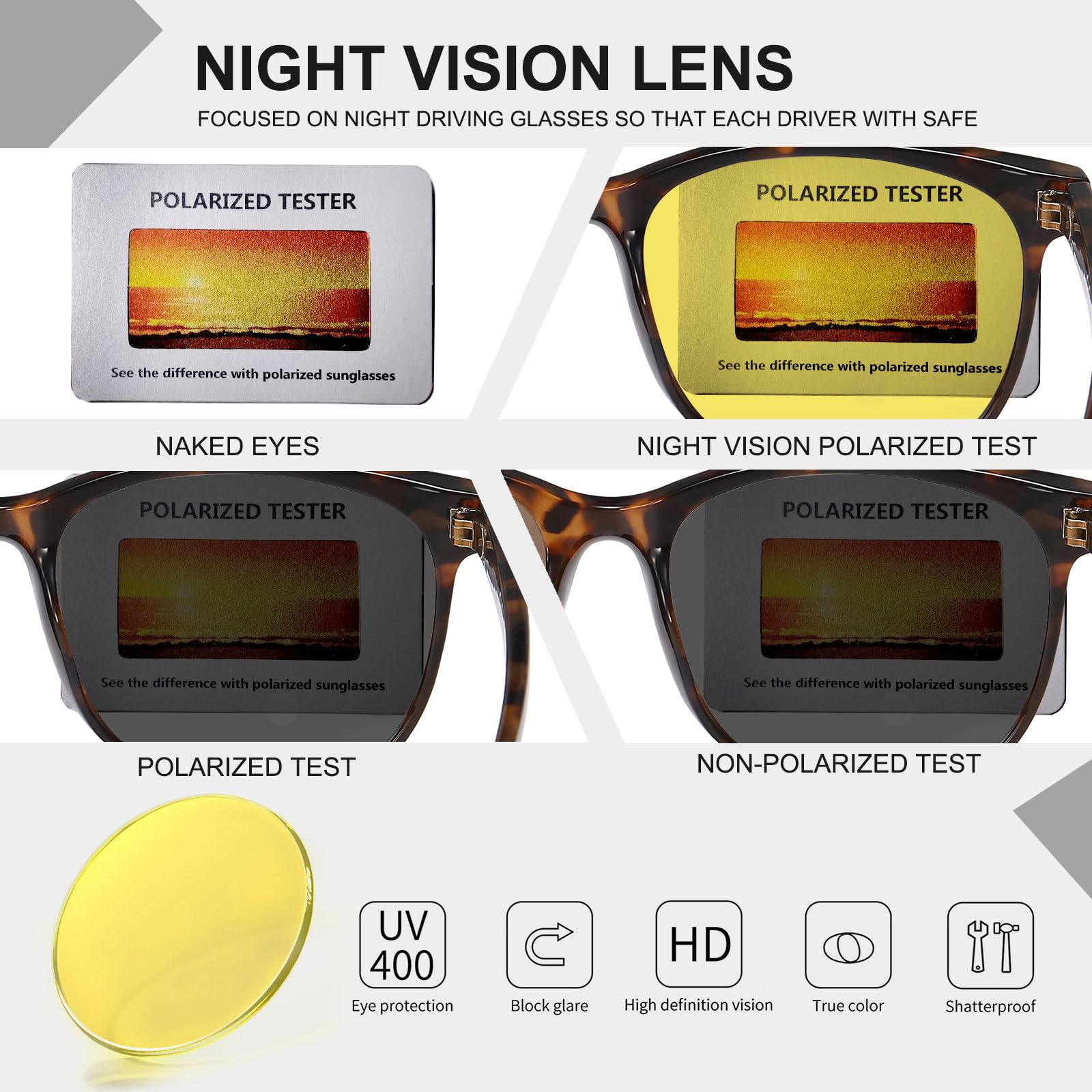 HAOLOTA Anti Glare Night Driving Glasses Women NV8081