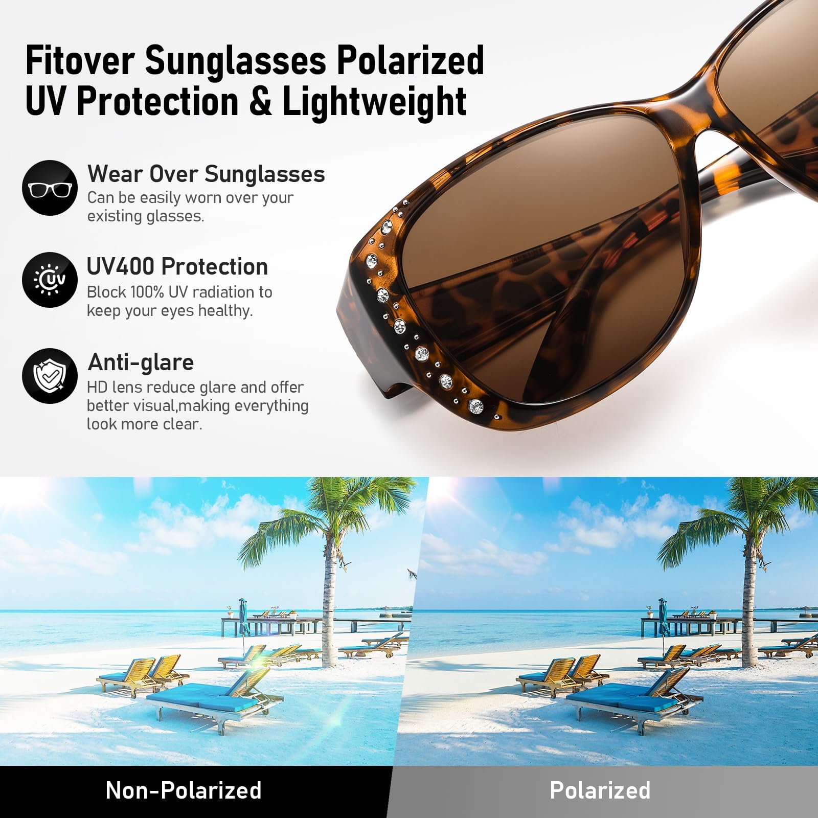 HAOLOTA Rhinestone Fit Over Sunglasses Women SG0107