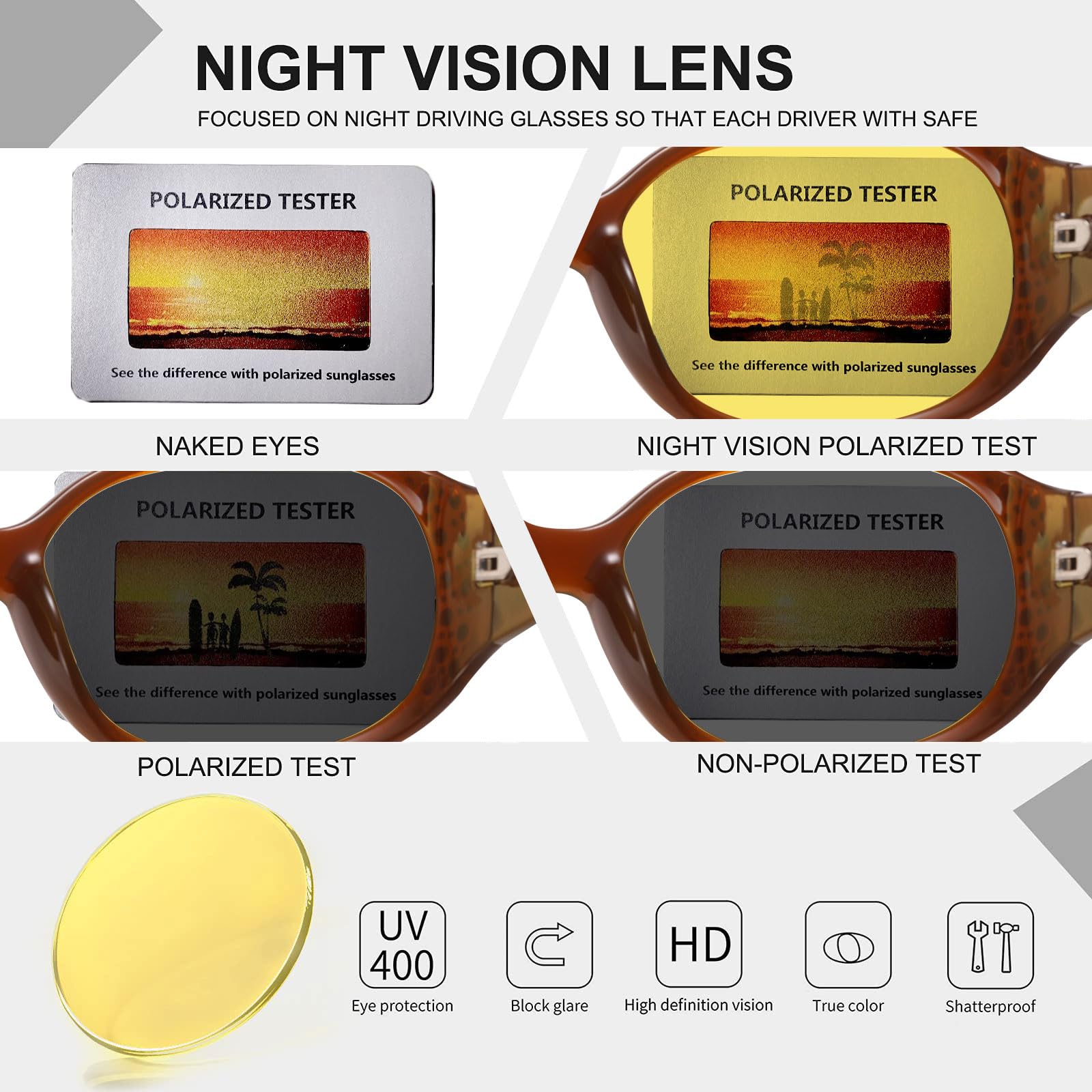 HAOLOTA Rhinestone Night Driving Glasses Women NV0008