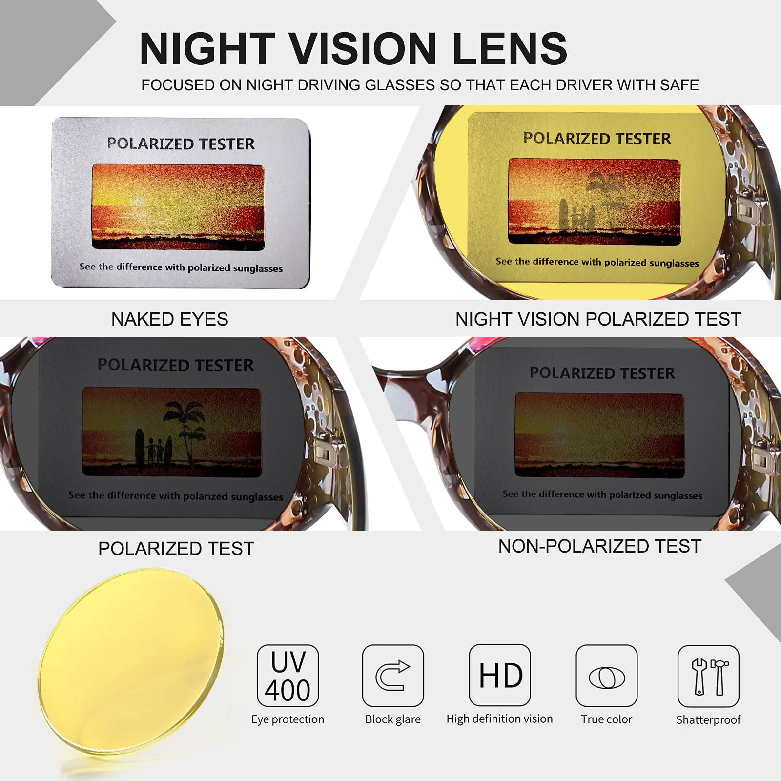 HAOLOTA Rhinestone Night Driving Glasses Women NV0008