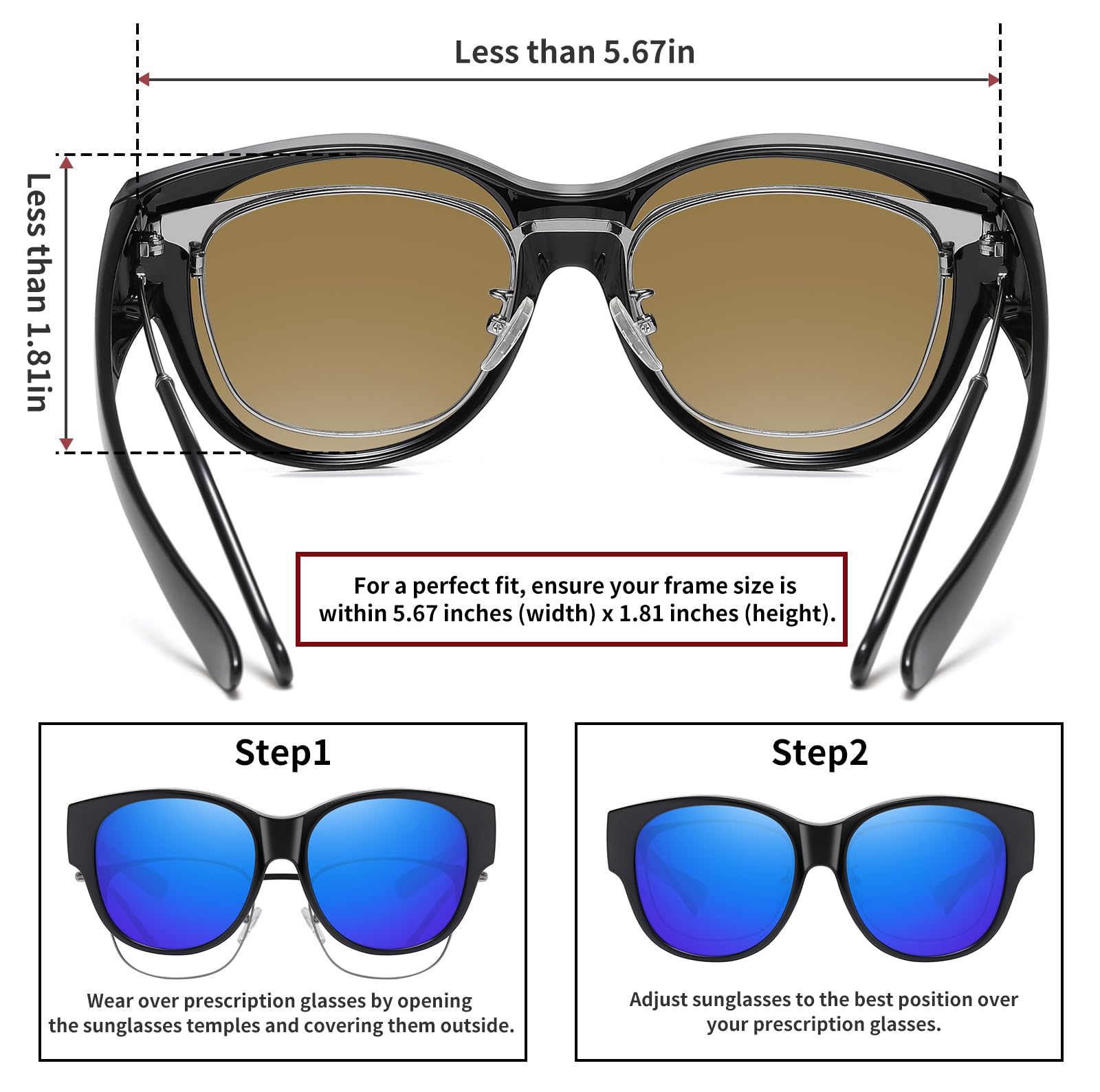 HAOLOTA Cat Eye Sunglasses Over Glasses SG0179