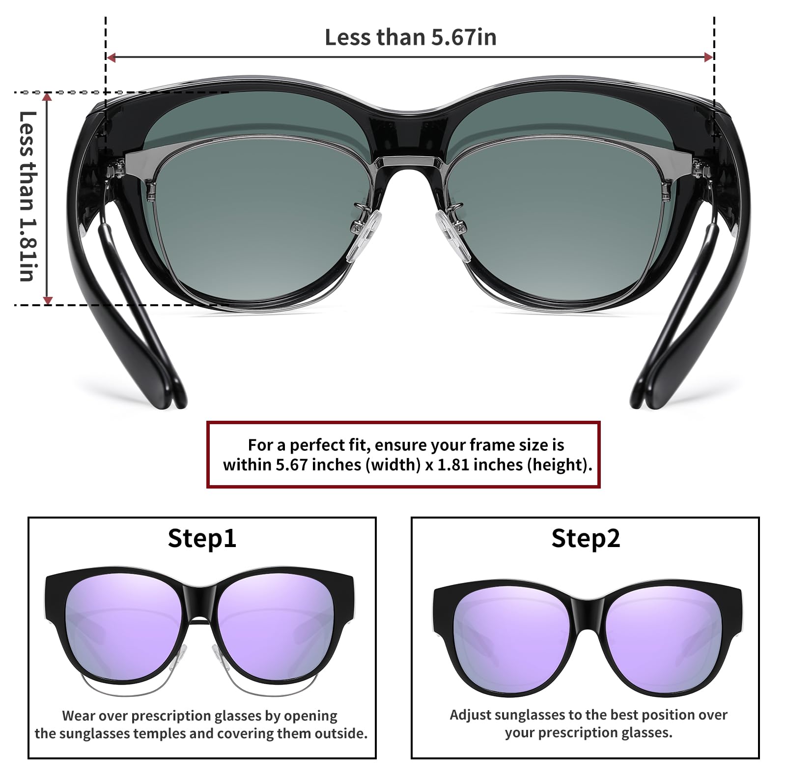 HAOLOTA Cat Eye Sunglasses Over Glasses SG0179